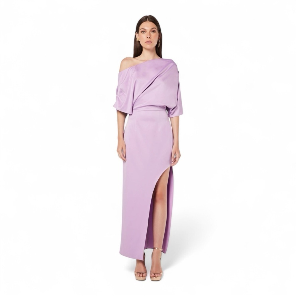Elliatt Andrea One-Shoulder Satin Gown in Lilac NWT